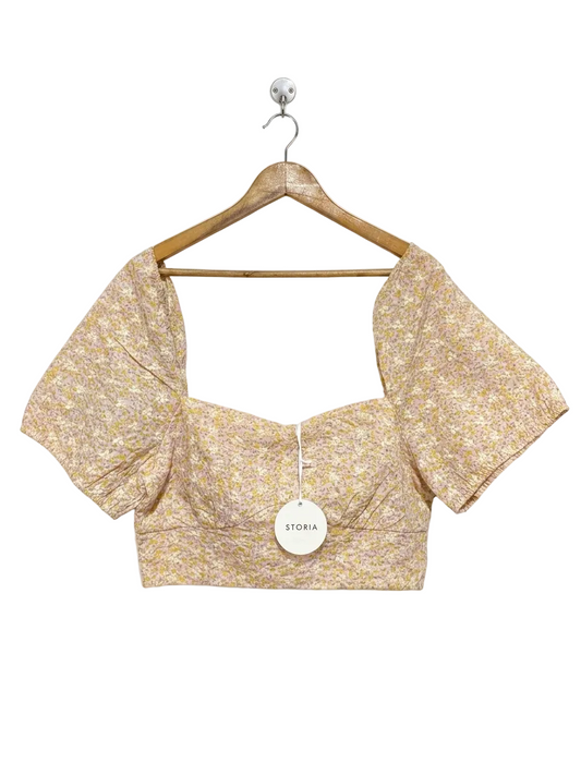 STORIA |L| BUST 19| B23| FLORAL PUFF-SLEEVE CROP TOP