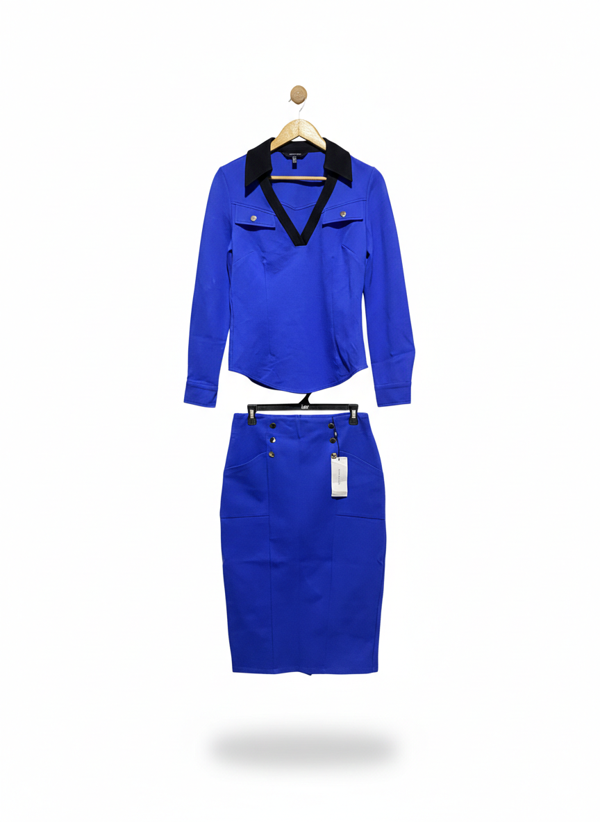 KAREN MILLEN |M| WOMEN'S CO-ORD PENCIL SKIRT SET IN ROYAL BLUE