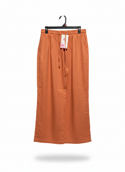 RUSTIC TERRACOTTA DRAWSTRING MAXI SKIRT |L| WAIST 31|