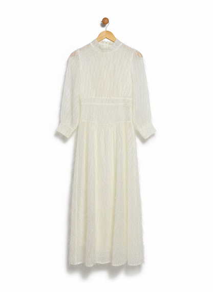 CELESTIAL FEATHER-TEXTURED MIDI DRESS |M| BUST 16|