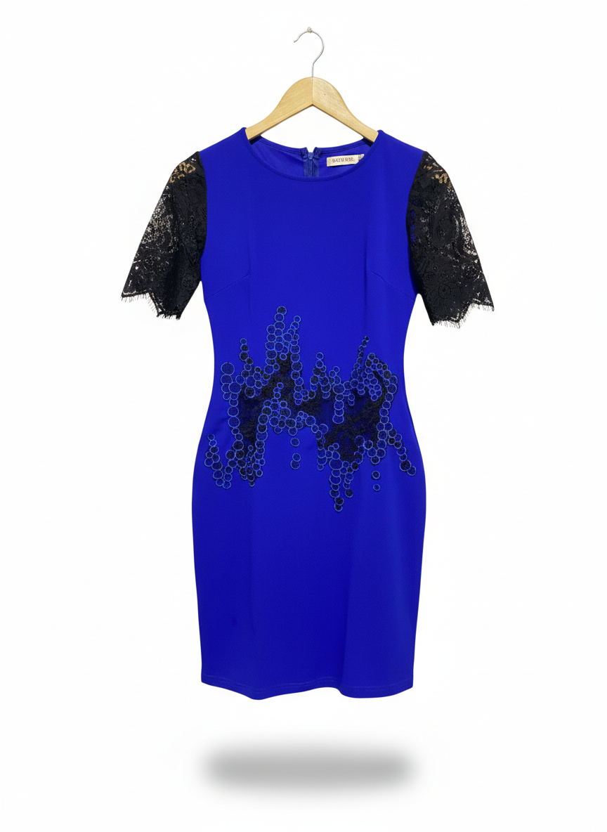 EMAMODA |S| BUST 15| STRIKING ROYAL BLUE SHEATH DRESS.