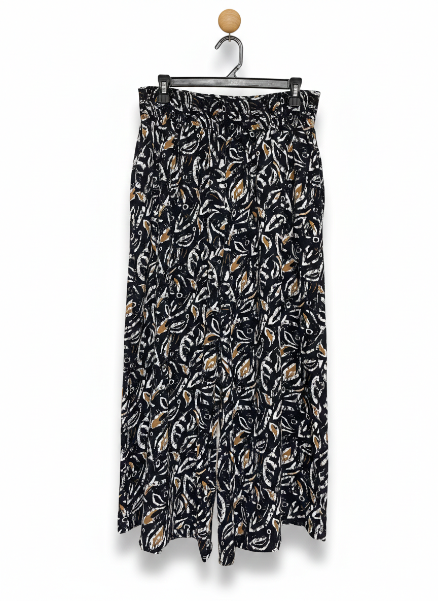 & ME |L| WAIST 30| BLACK & GOLD ABSTRACT PRINT CULOTTES