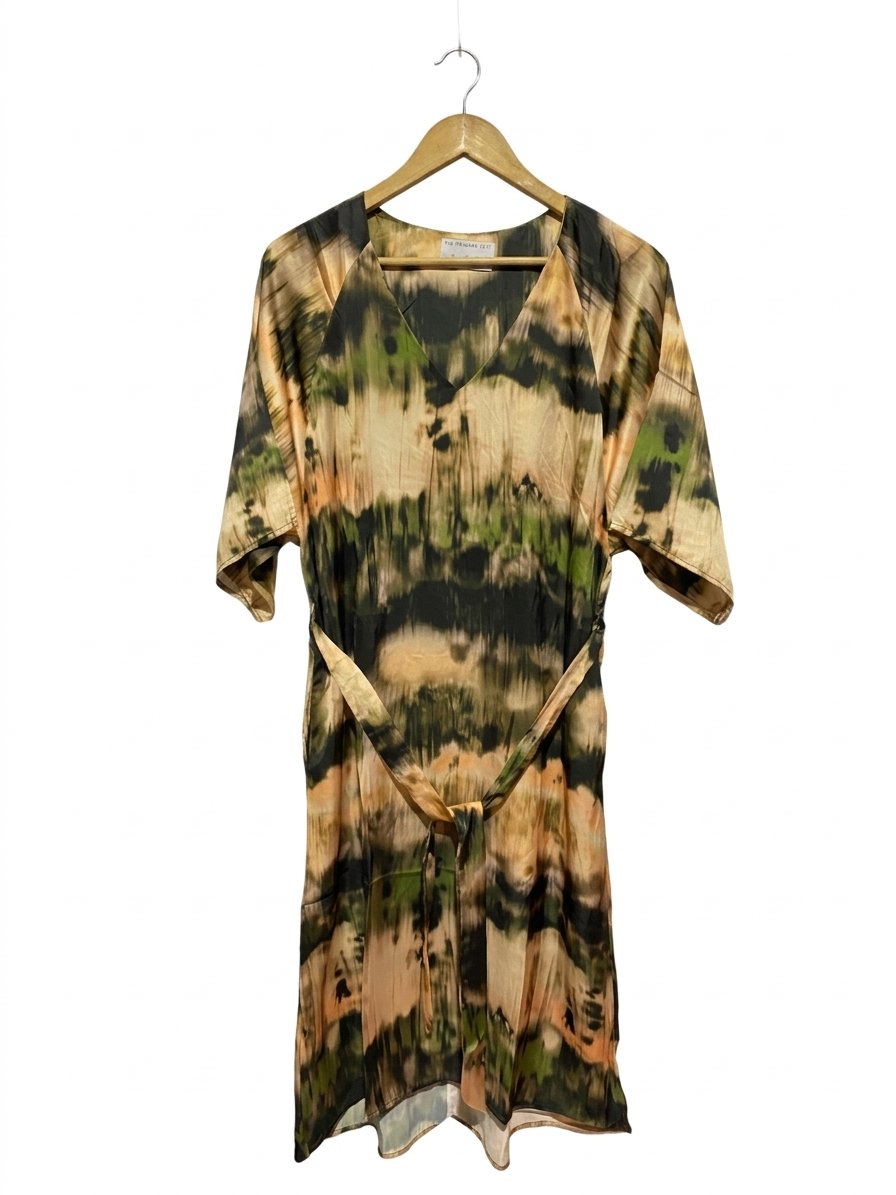 PRIMARK |M| BUST 20| B9| BOHEMIAN TIE-DYE V-NECK KNEE-LENGTH DRESS WITH WAIST TIE