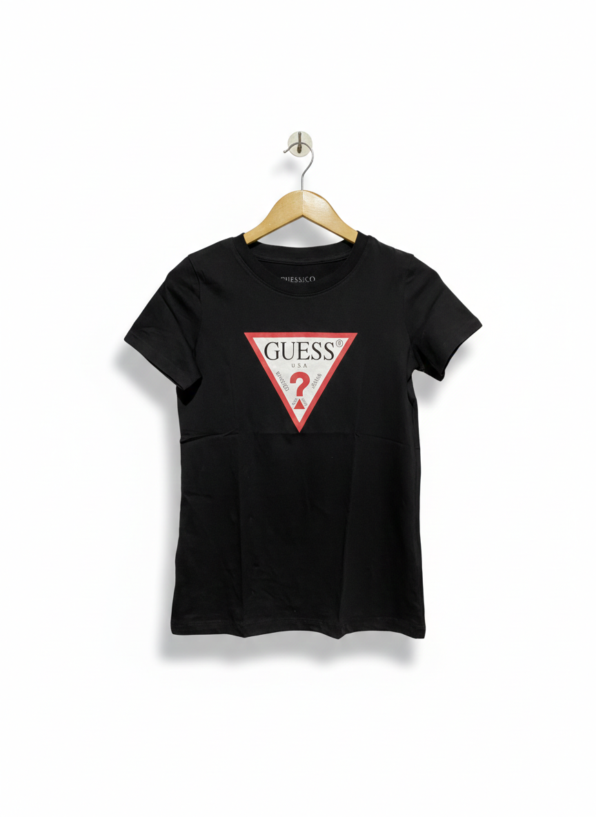GUESSECO |M| BUST 17| C1| Printed Black Cotton T-Shirt,