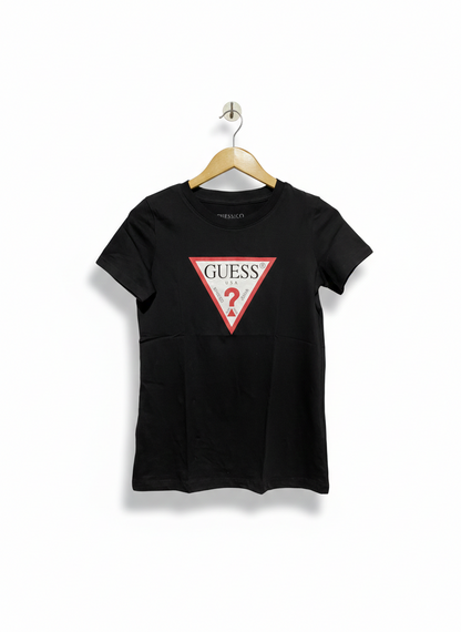 GUESSECO |M| BUST 17| C1| Printed Black Cotton T-Shirt,