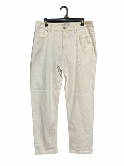 GRAE DENIM |XL| WAIST 34| B5| STYLISH OFF-WHITE HIGH-RISE STRAIGHT LEG JEANS