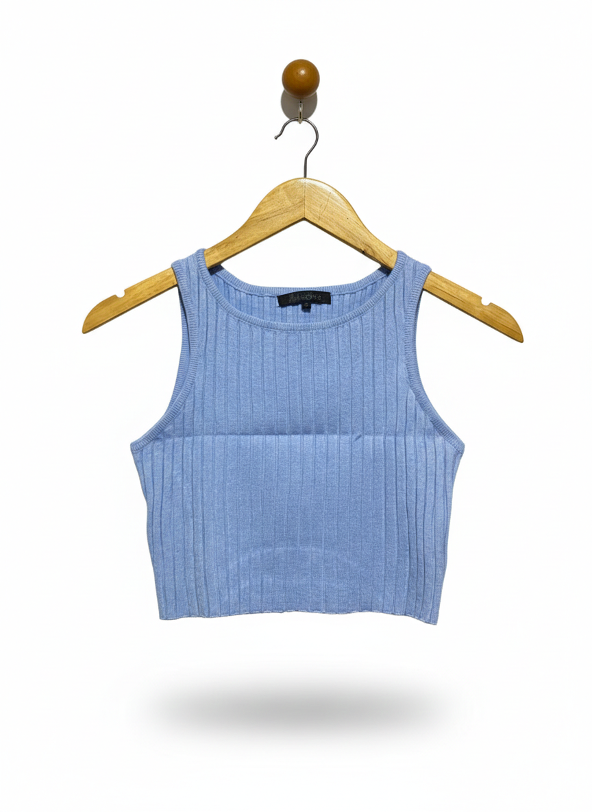AVA & EVER |XS| BUST 12| Light blue RIbbed Knit Crop Top