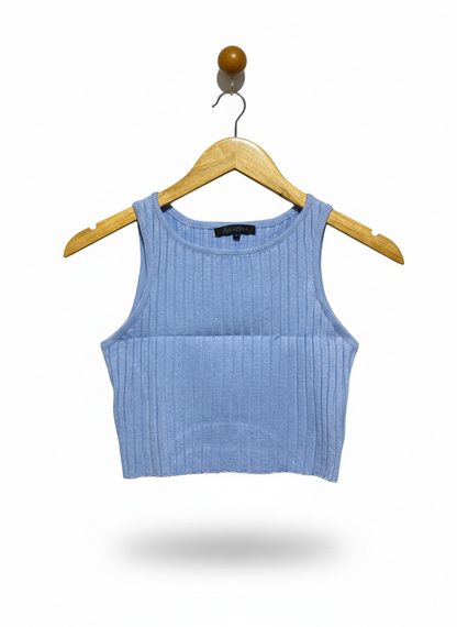 AVA & EVER |XS| BUST 12| Light blue RIbbed Knit Crop Top
