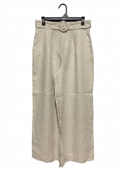 FRENCH CONNECTION |L| WAIST 30| B7| CHIC HIGH-WAISTED BELTED WIDE-LEG LINEN TROUSERS