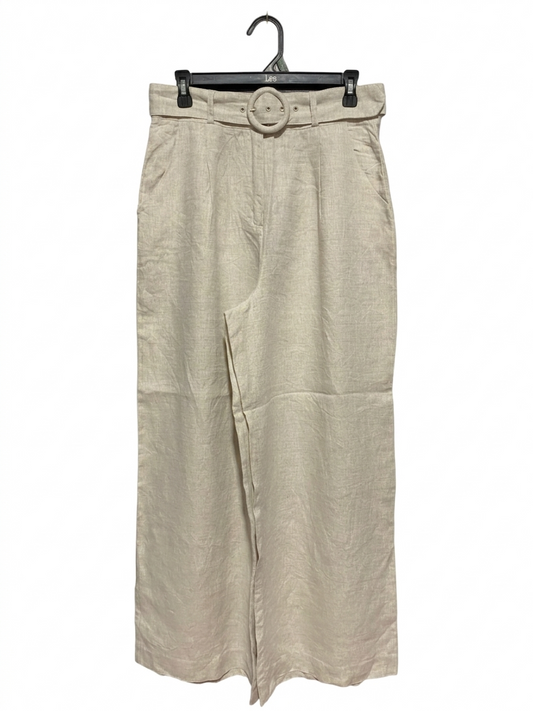 FRENCH CONNECTION |L| WAIST 30| B7| CHIC HIGH-WAISTED BELTED WIDE-LEG LINEN TROUSERS