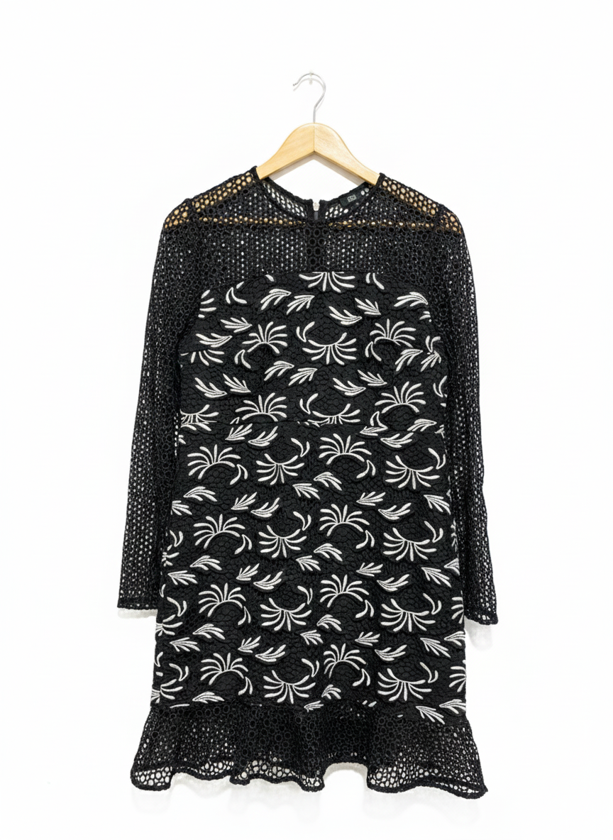 RIVER ISLAND |L| BUST 18| Divine Avenue Black & White Lace Cocktail Dress