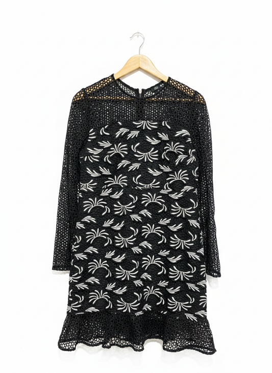 RIVER ISLAND |L| BUST 18| Divine Avenue Black & White Lace Cocktail Dress