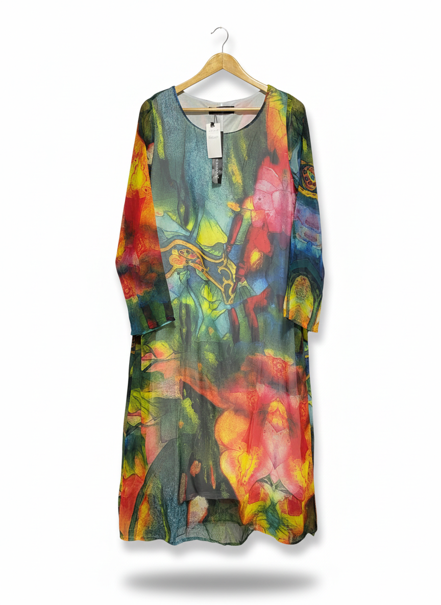 GRACILA |M| BUST 19| C6| ARTISTIC ABSTRACT WATERCOLOR TUNIC DRESS