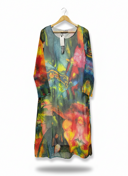 GRACILA |M| BUST 19| C6| ARTISTIC ABSTRACT WATERCOLOR TUNIC DRESS