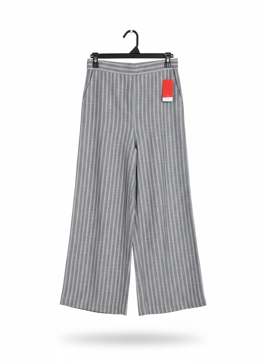 DOTTI |M| WAIST 26| GREY PINSTRIPE WIDE-LEG TROUSERS