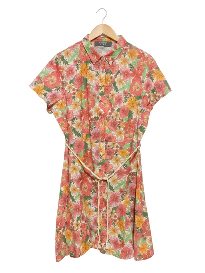 PRIMARK |L| BUST | B14| VIBRANT TROPICAL FLORAL BUTTON-DOWN SHIRT DRESS
