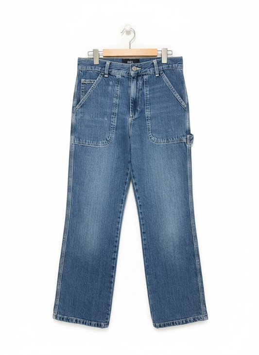 ZARA |S\M| WAIST 28| Blue Denim Carpenter Pants with Utility Pockets and Hammer Loop