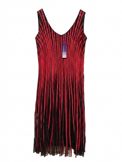 VUIOS |XL| BUST 19| B11|  RED SEQUIN STRIPED COCKTAIL DRESS - BLACK & RED