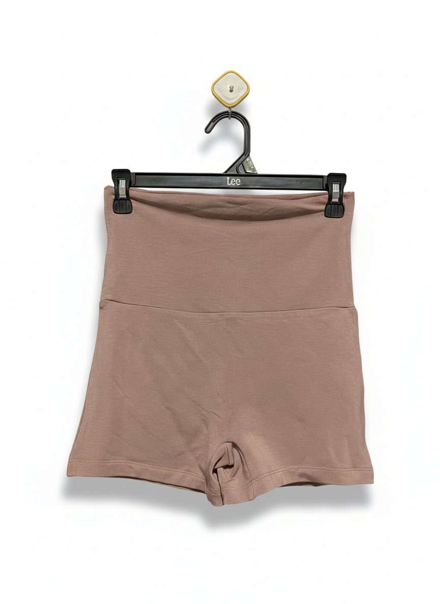 CSB |M| WAIST 26| WOMEN'S HIGH-WAISTED SEAMLESS BIKE SHORTS - MOCCHINO / DUSTY ROSE
