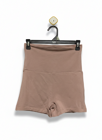 CSB |M| WAIST 26| WOMEN'S HIGH-WAISTED SEAMLESS BIKE SHORTS - MOCCHINO / DUSTY ROSE