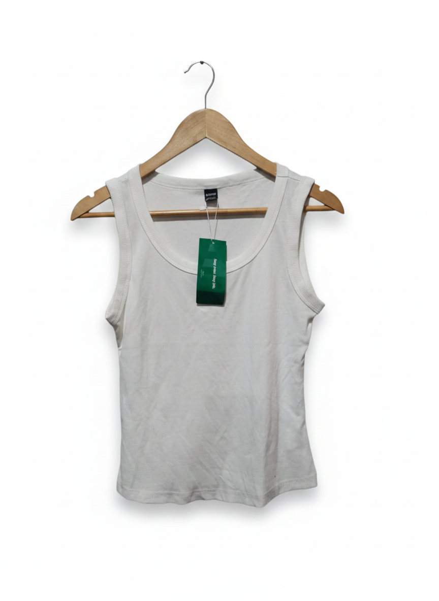 SHEIN |M|BUST 15|White Cotton Rib Tank