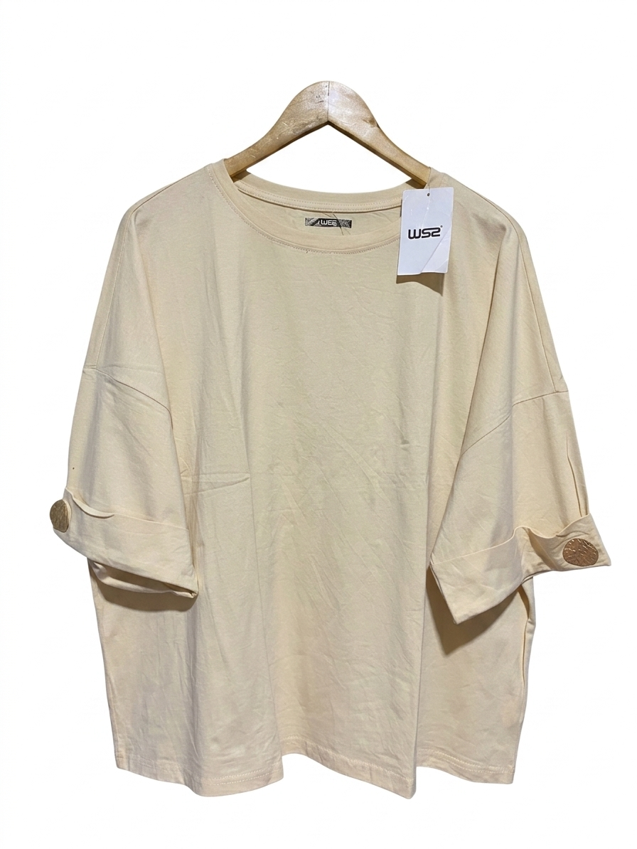 WS2 |L| BUST FREE| B23| PREMIUM OVERSIZED BUTTON-CUFF TEE