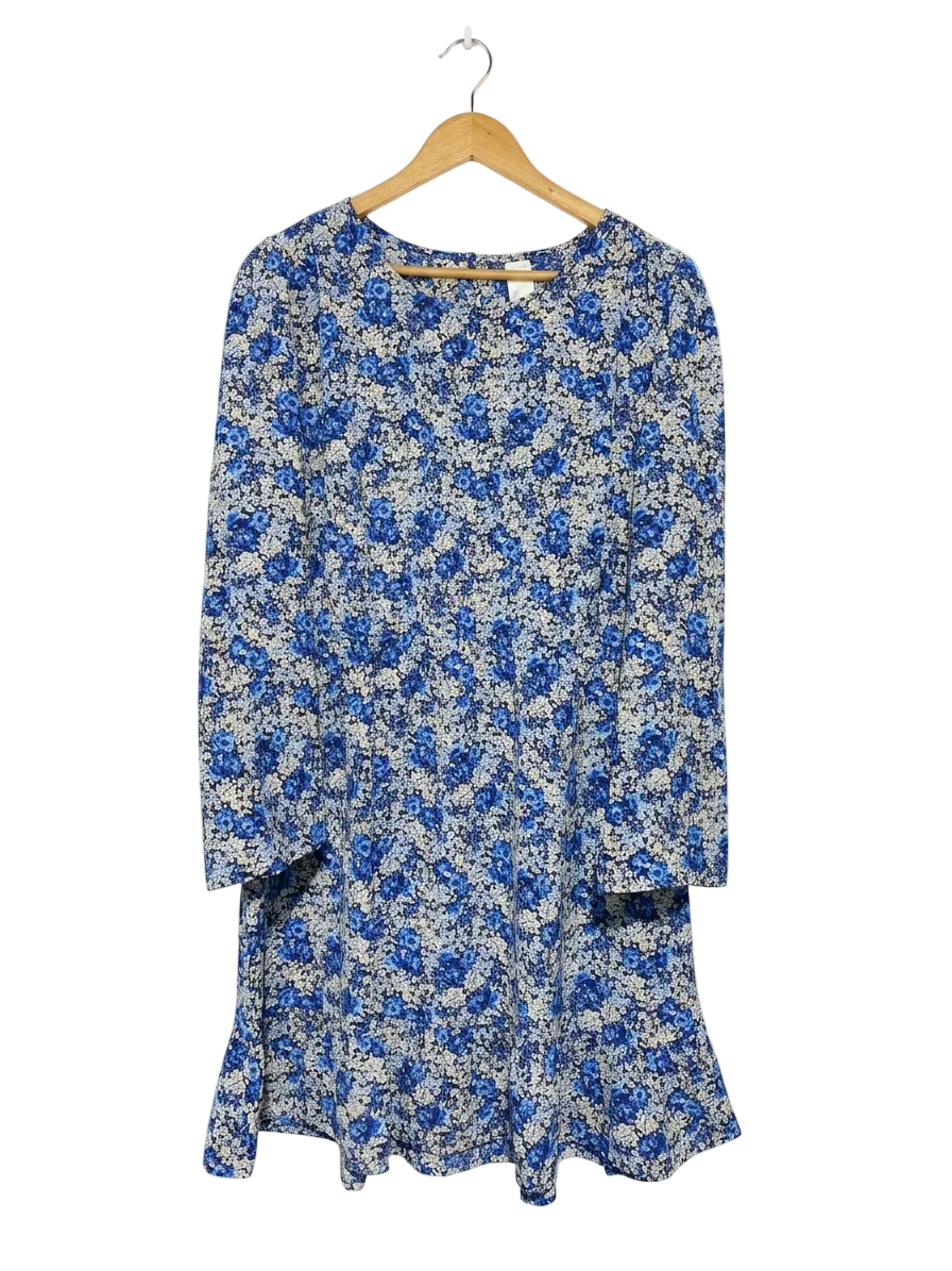 ANKO |XL| BUST 22| B20| BLUE AND WHITE FLORAL LONG SLEEVE MINI DRESS