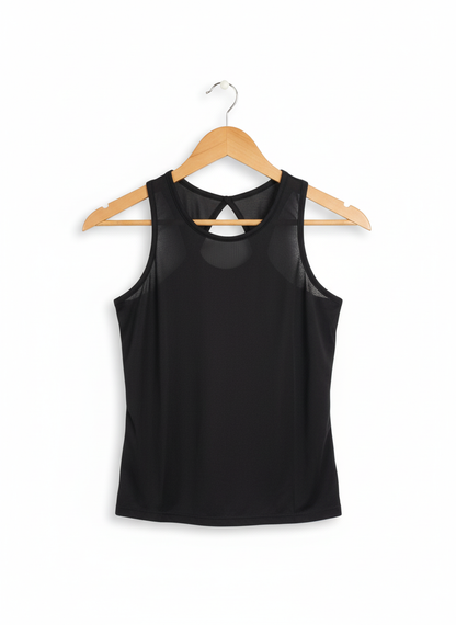 Women's Black Mesh Panel Workout Tank Top