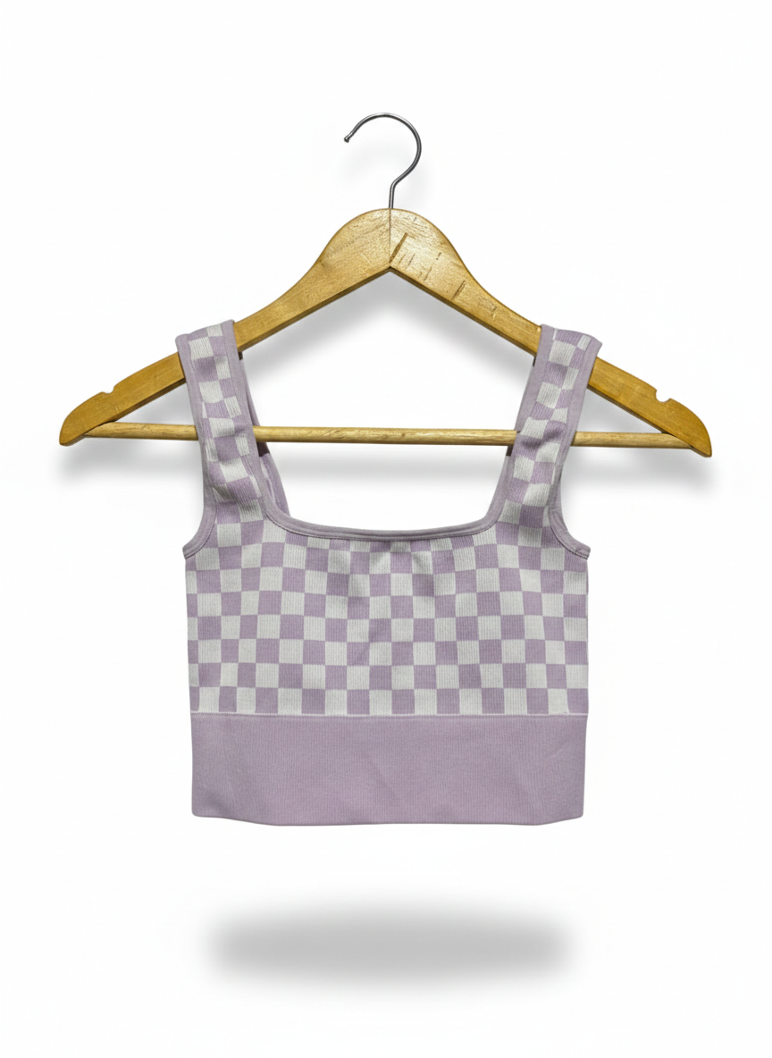 |XS| BUST 11| Cropped Knit Singlet Top in purple
