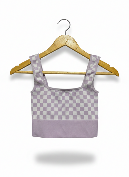 |XS| BUST 11| Cropped Knit Singlet Top in purple
