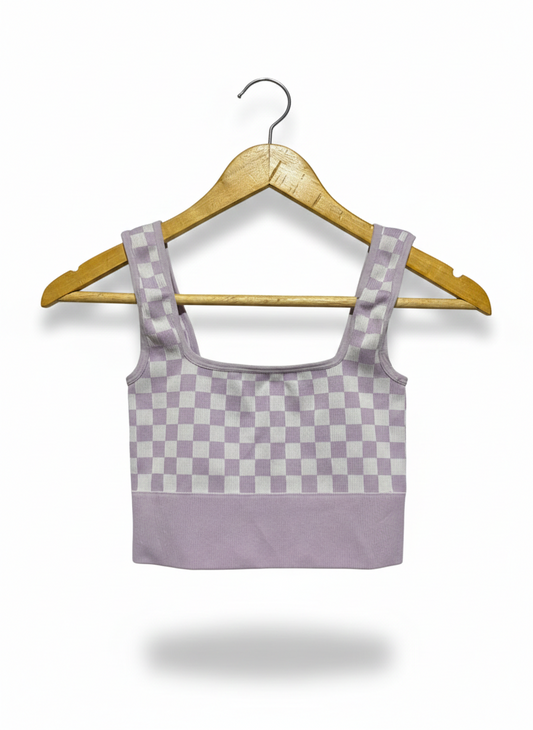 |XS| BUST 11| Cropped Knit Singlet Top in purple