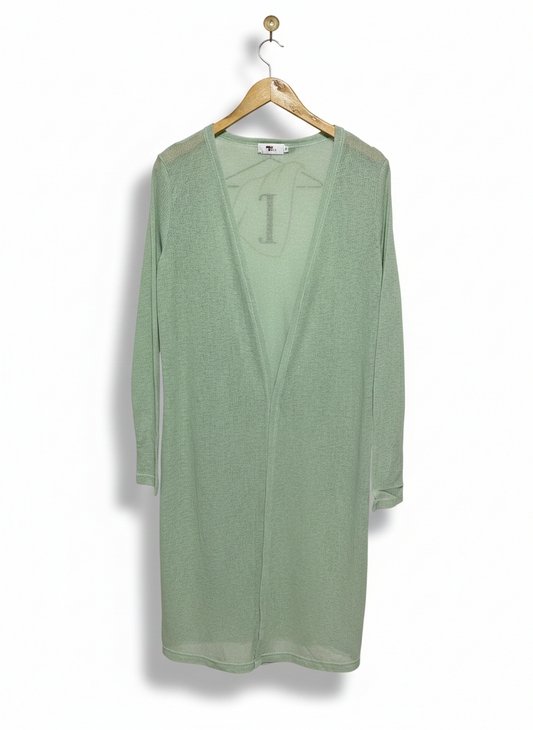 TEMT |M| BUST 20| SAGE GREEN SHEER LONG-LINE CARDIGAN