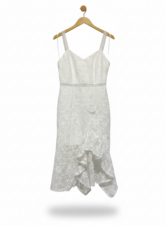 TWO SISTERS |M| BUST 16| WHITE CROCHET LACE COCKTAIL DRESS