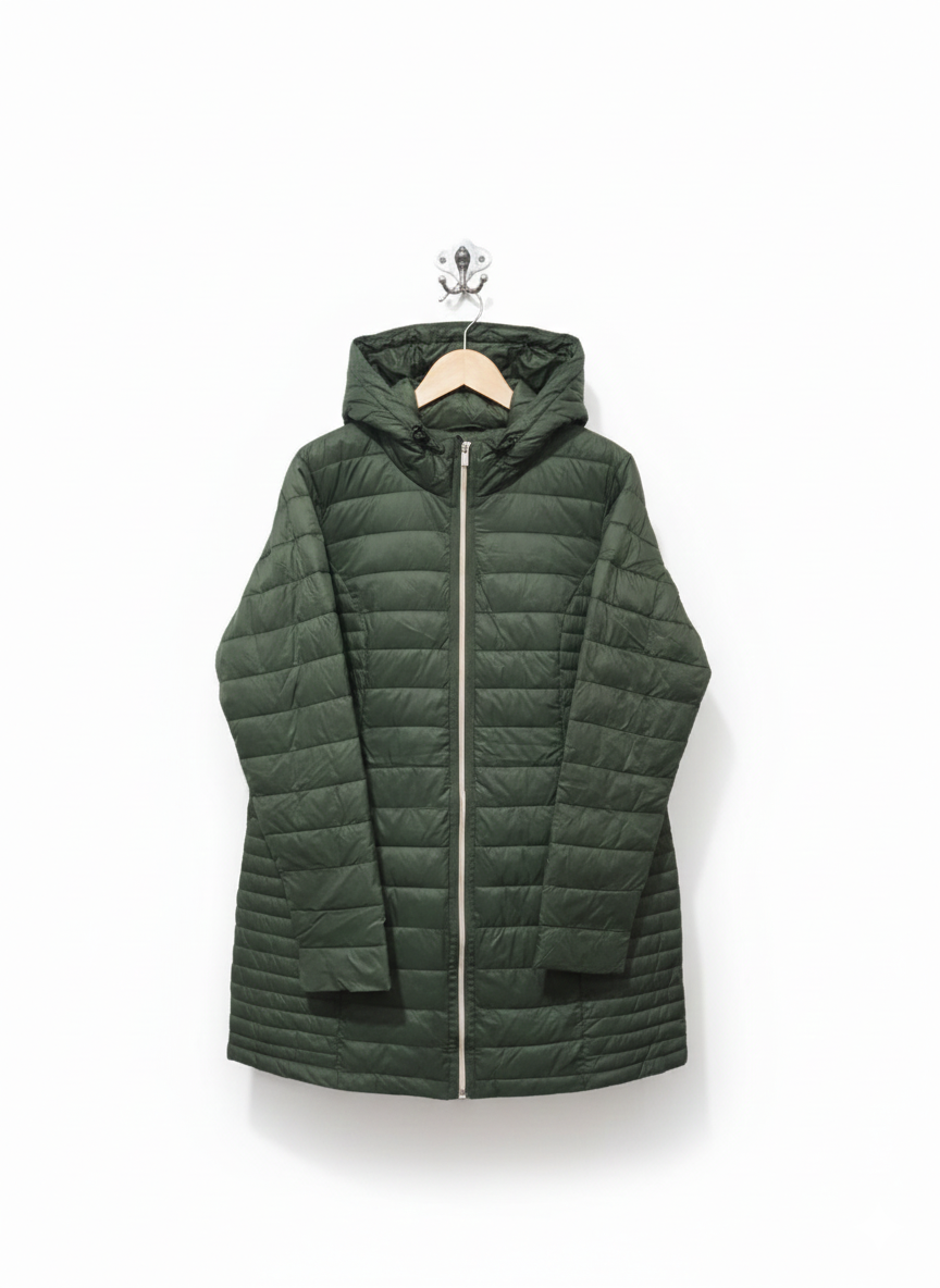 NEXT OUTERWEAR|XL|BUST 22|Green Longline Quilted Hooded Puffer Coat