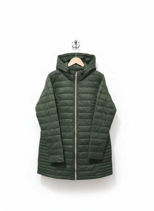 NEXT OUTERWEAR|XL|BUST 22|Green Longline Quilted Hooded Puffer Coat