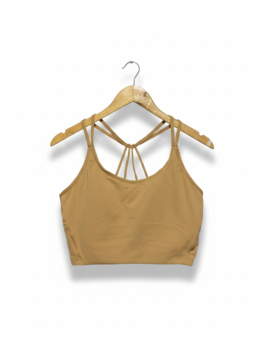 THE NORTH FACE |L| BUST 16| TAN LONGLINE MULTI-STRAP BACK YOGA SPORTS BRA