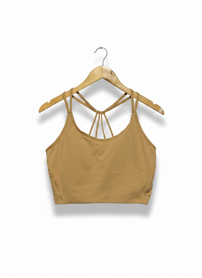THE NORTH FACE |L| BUST 16| TAN LONGLINE MULTI-STRAP BACK YOGA SPORTS BRA
