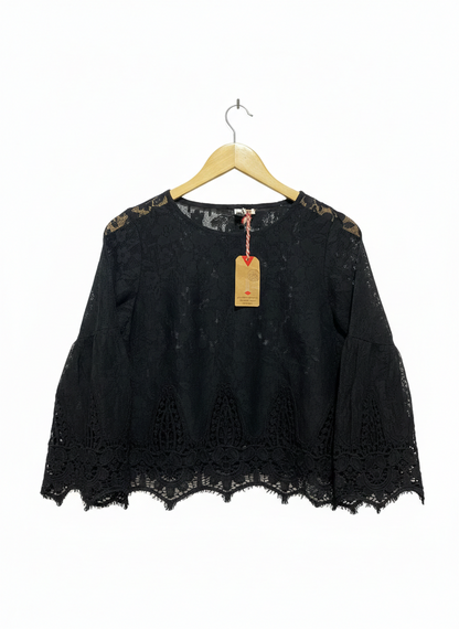 LEE COOPER |M| BUST 17| Black Lace Bell Sleeve Top