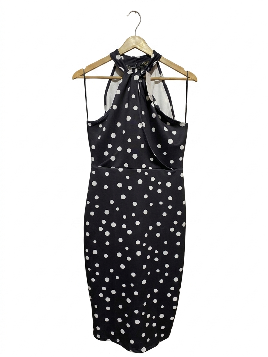 LIPSY |M| BUST 16| B14| CHIC POLKA DOT HALTER NECK BODYCON DRESS
