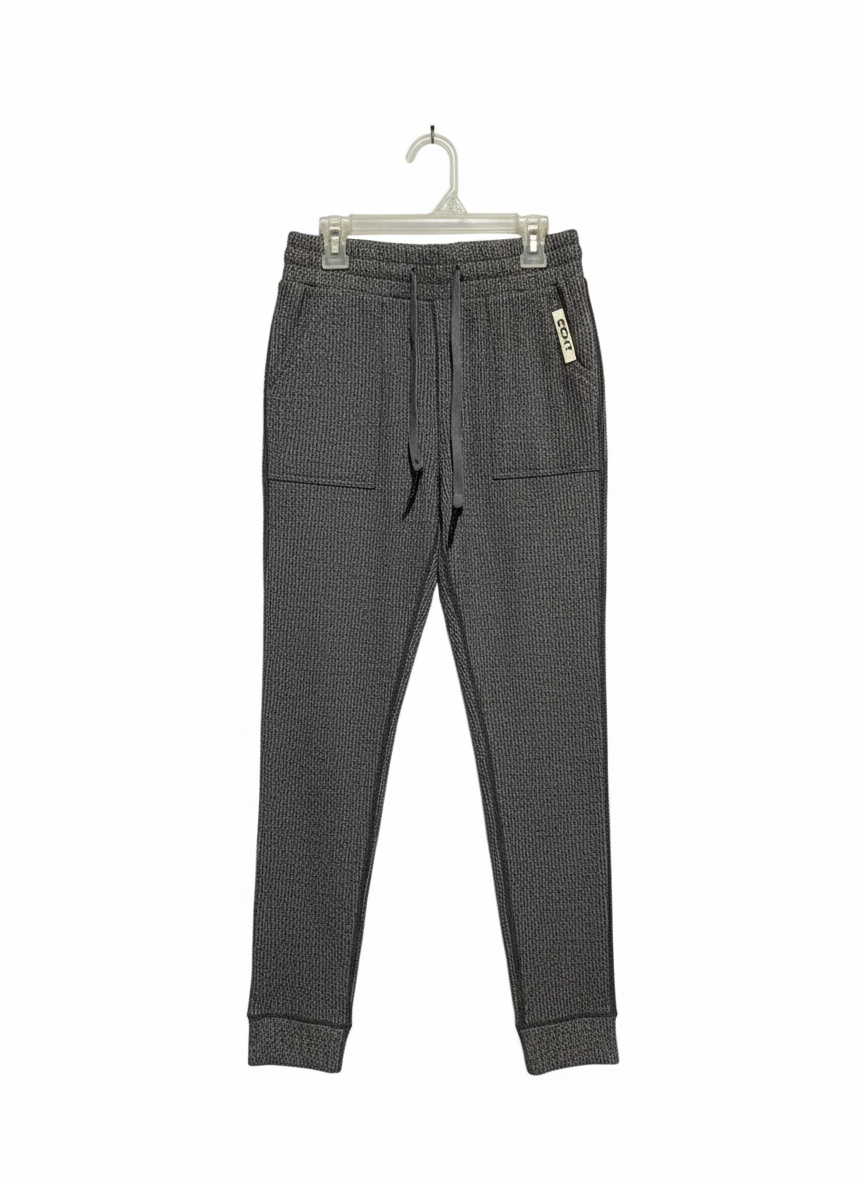 ECHT|S|WAIST 26|GREY RIBBED JOGGERS WITH DRAWSTRING