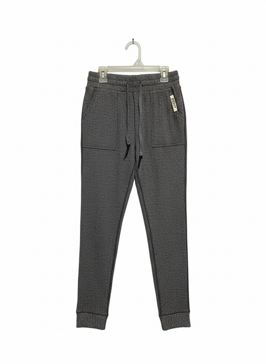 ECHT|S|WAIST 26|GREY RIBBED JOGGERS WITH DRAWSTRING