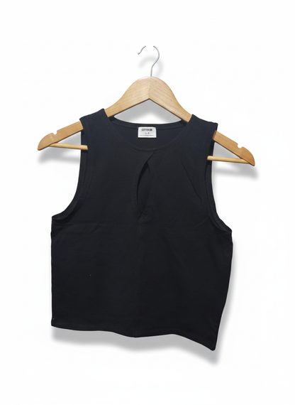 COTTON ON|L|BUST 14|Black Sleeveless Keyhole Top