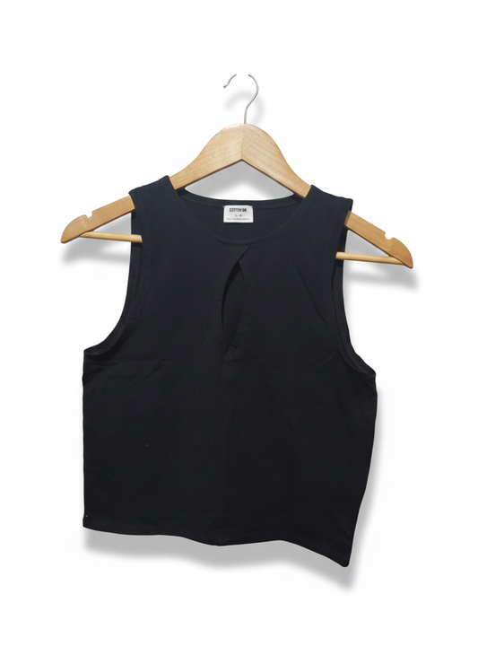 COTTON ON|L|BUST 14|Black Sleeveless Keyhole Top