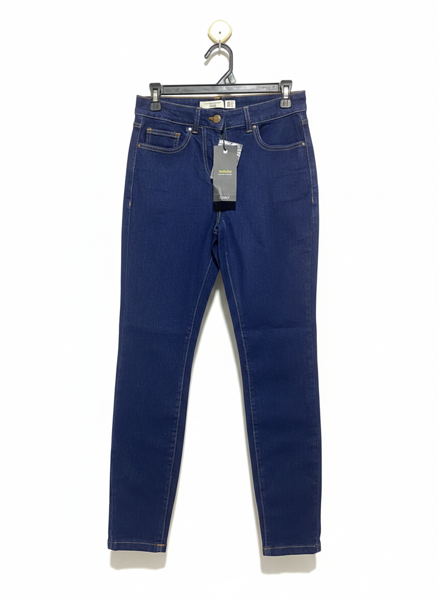 ESSENTIALS DENIM |M| WAIST 28| WOMEN'S HIGH-RISE STRETCH SKINNY JEANS - INDIGO BLUE