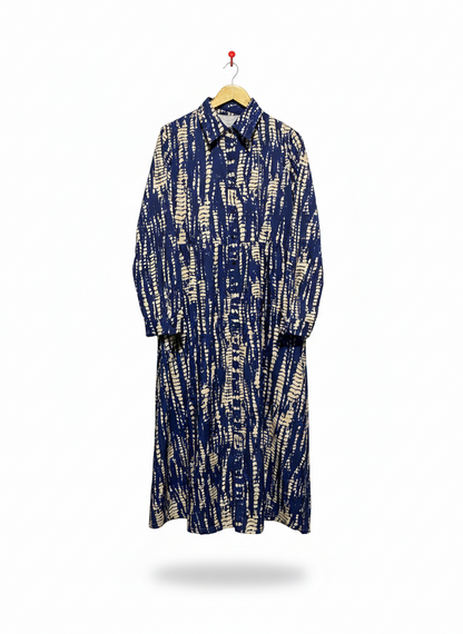 EMERY ROSE |L| BUST 21| MODERN INDIGO TIE-DYE SHIRT DRESS