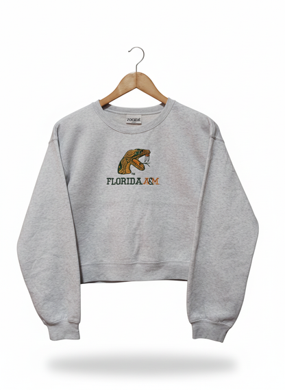 ZOOZATZ|M|BUST 20.5| Gray Florida A&M Rattlers SPORT CROP CREW Sweatshirt