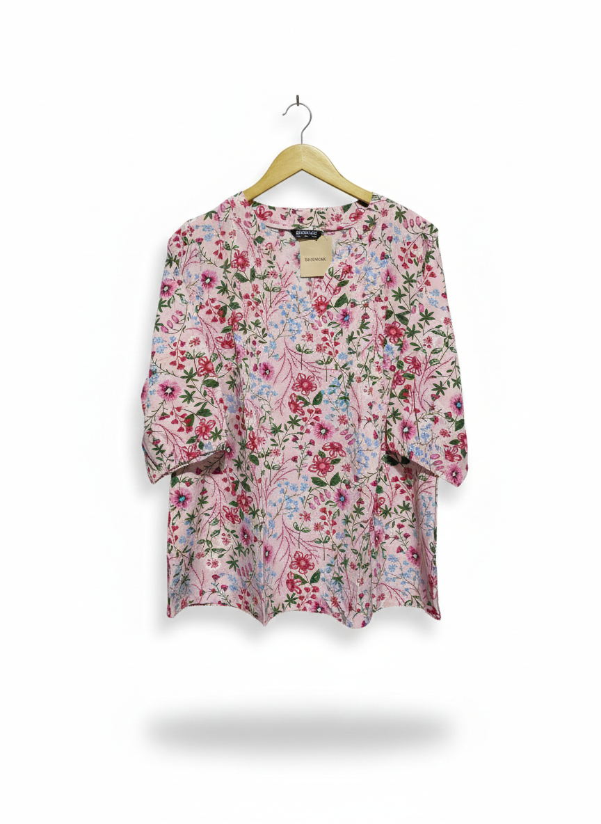 BLOOMCHIC |L| BUST 21|B12| STITCHED PRINTED CAMBRIC SHIRT