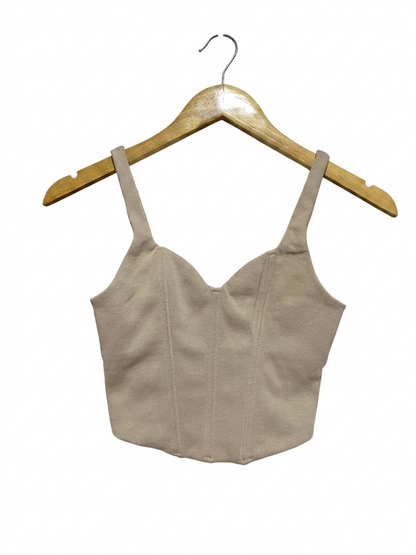 GILLY HICKS |XS| BUST 12| B26| PREMIUM TAUPE CORSET-STYLE KNIT CROP TOP