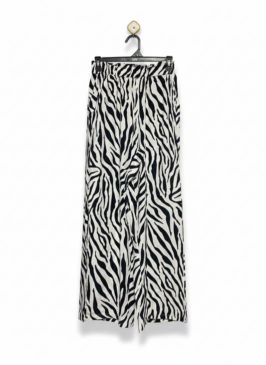 |M| WAIST 26| WOMEN’S HIGH-WAISTED ZEBRA PRINT TROUSERS - CLASSIC BLACK AND WHITE