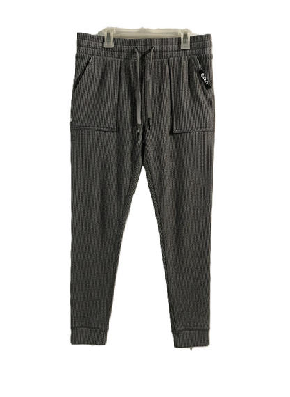 ECHT|L|WAIST 30|GREY RIBBED JOGGERS WITH DRAWSTRING